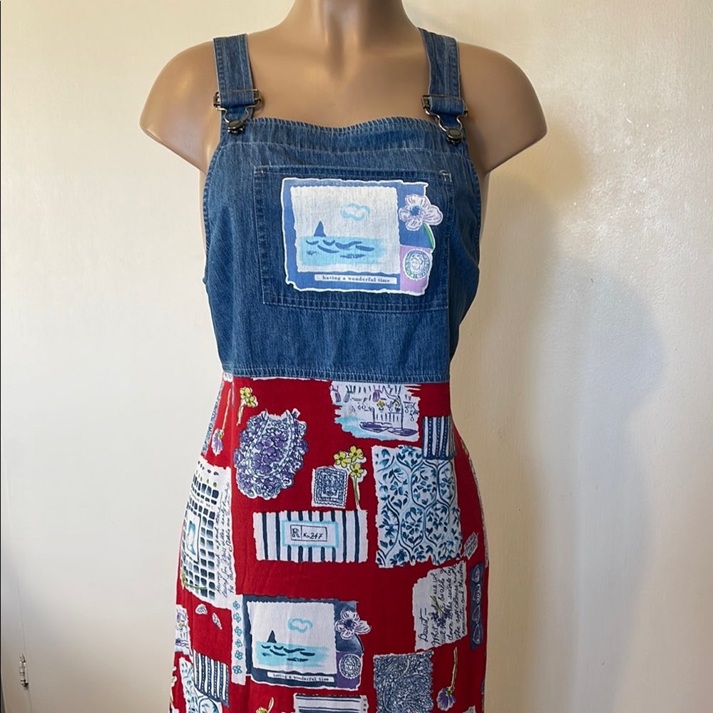 CAROL ANDERSON Classics Patchwork Long Dress,Red Patterned Skirt Womens sz LARGE